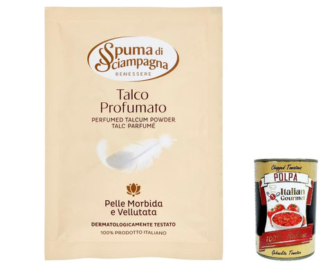 Spuma di Sciampagna Talco Profumato Körperpuder Klassisch Talkum 75g 5x Original italienisch inkl. Italian Gourmet Polpa 400g