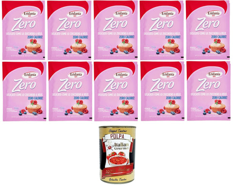 Eridania Zero Delicato Come lo Zucchero a Velo Zero Delicate Like Puderzucker 10x80 g inkl. Italian Gourmet polpa 400g Original italienisch