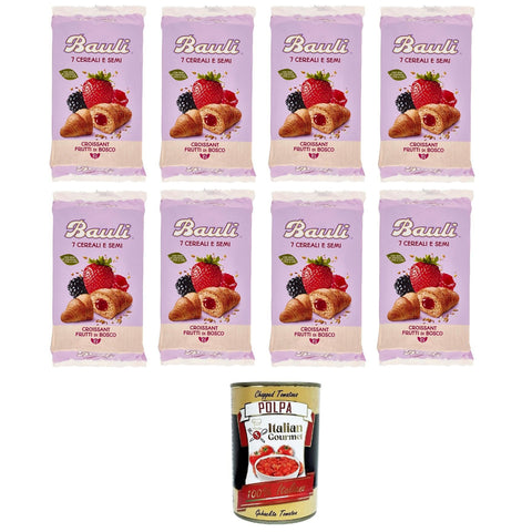 Bauli 7 Cereali e Semi Croissant Frutti di Bosco 7 Getreide und Samen Croissantbeeren 8x270gr Original italienisch inkl. Italian Gourmet Polpa 400g
