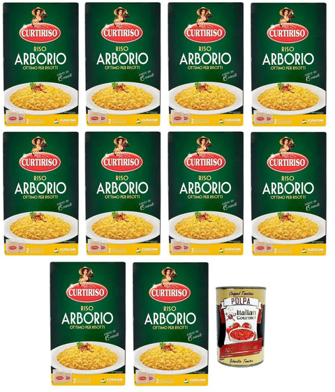 Italian Gourmet E.R. Reis 10x Curtiriso Riso Arborio,100% Italienischer Reis,ideal für alle Risottos,15 Minuten,Packung mit 1Kg + Italian Gourmet Polpa di Pomodoro 400g Dose 8017759011104