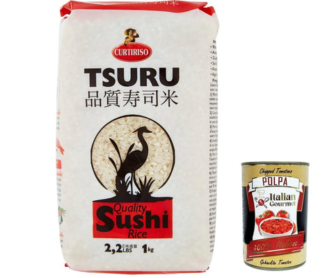 Italian Gourmet E.R. Reis 12x Curtiriso Tsuru, riso per sushi Sushi Reis/Sushireis/Sushi Rice aus Italien, 1Kg + Italian Gourmet polpa 400g 8017759647013