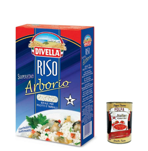 Italian Gourmet E.R. Reis 3x Divella Riso Arborio, Runde Reiskörner, italienischer Reis, ideal für Risottos und Timbales., 1kg Vakuumverpackung + Italian Gourmet polpa 400g 8005121218107