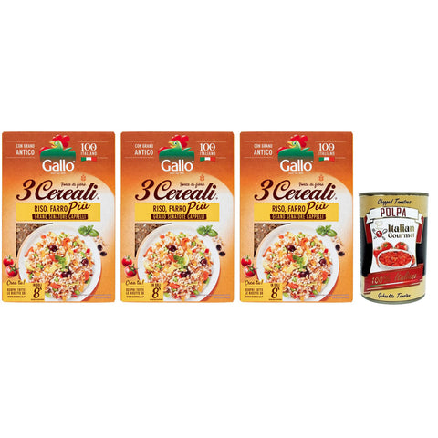 Gallo Riso 3 Cereali Mischung aus Reis, Dinkel und Weizen Senatore Cappelli 3x Original italienisch