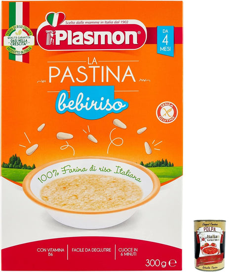 Italian Gourmet E.R. Reis 6x Plasmon La Pastina Bebiriso 300g Con Farina di riso 100% Italiano + Italian Gourmet polpa 400g 8001040030387