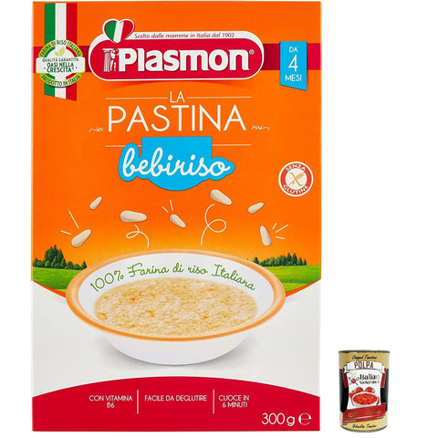 Plasmon La Pastina Bebiriso Con Farina di riso 100% Italiano 6x 300g inkl. Italian Gourmet polpa 400g Original italienisch