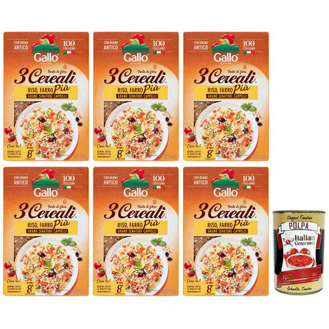 Gallo Riso 3 Cereali Mischung aus Reis, Dinkel und Weizen Senatore Cappelli 6x Original italienisch