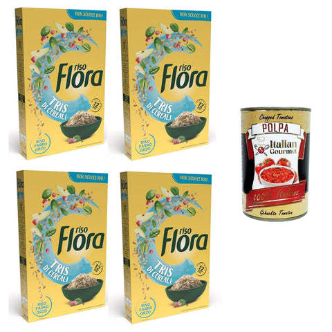 Flora Riso Tre Cereali Riso, Orzo, Farro Drei Getreidereis, Gerste, Dinkel 4x800g Original italienisch