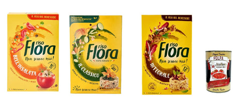 Italian Gourmet E.R. Reis Riso Flora Testpaket, 100 % italienischer Reis, Classico - Integrale - Bell'insalta 3x 1Kg + Italian Gourmet polpa 400g 8017759647938