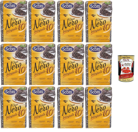 Italian Gourmet E.R. Reis Riso Scotti - Gran Nero Integrale 10' Schwarzbrauner Reis -12x 500 gr+ Italian Gourmet polpa 400g 8032804040014