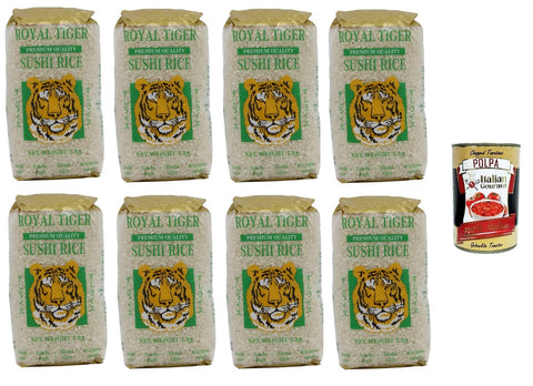 Italian Gourmet E.R. Reis Royal Tiger Riso per Sushi Premium Quality Royal Tiger Sushi-Reis in Premiumqualität 8x1kg+ Italian Gourmet Polpa di Pomodoro 400g Dose 8032804040014