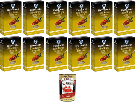 Italian Gourmet E.R. Reis Vignola Riso Roma Integrale Vollkorn-Roma-Reis ideal für Risottos und besondere Gerichte 12x1kg+ Italian gourmet polpa 400g 8032804040014