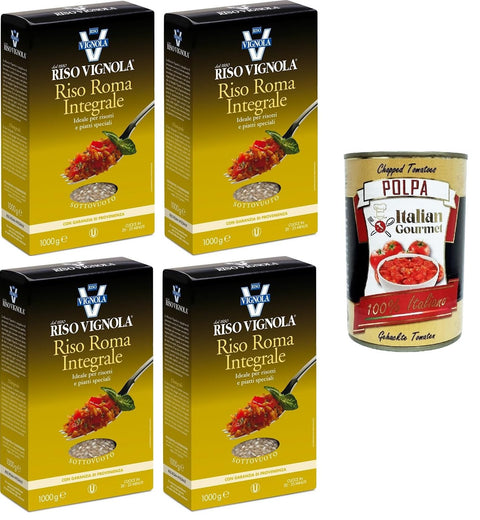 Italian Gourmet E.R. Reis Vignola Riso Roma Integrale Vollkorn-Roma-Reis ideal für Risottos und besondere Gerichte 4x1kg+ Italian gourmet polpa 400g 8032804040014