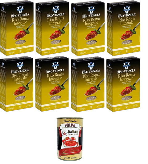 Italian Gourmet E.R. Reis Vignola Riso Roma Integrale Vollkorn-Roma-Reis ideal für Risottos und besondere Gerichte 8x1kg+ Italian gourmet polpa 400g 8032804040014