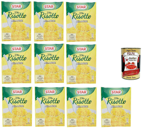 Italian Gourmet E.R. Reisgerichte 10x Star Risotto cremoso alla milanese cremiges Reis mit Safran 175g 100% italienisch Fertiggerichte + Italian Gourmet polpa 400g 8000050834206