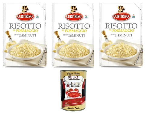 Italian Gourmet E.R. Reisgerichte Curtiriso Risotto alla Parmigiana-Formaggio pronto in 8 minuti Parmigiana-Käse-Risotto ist in 8 Minuten fertig 3x175gr + Italian gourmet polpa 400g 8032804040014