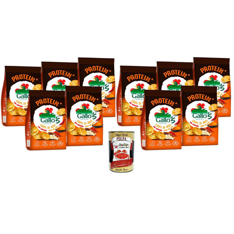 Gallo’s Protein Chips di Riso Integrale e Lenticchie al Gusto Hot Spicy, Gallo's Proteinchips aus braunem Reis und Linsen mit scharf - würzigem Geschmack 10x40g inkl. Italian Gourmet Polpa di Pomodoro 400g Original italienisch