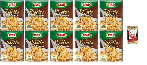 Italian Gourmet E.R. Reisgerichte STAR Funghi Porcini Risotto, 10er Pack, 175g pro Beutel, Italienische Reiszubereitung, + Italian Gourmet polpa 400g