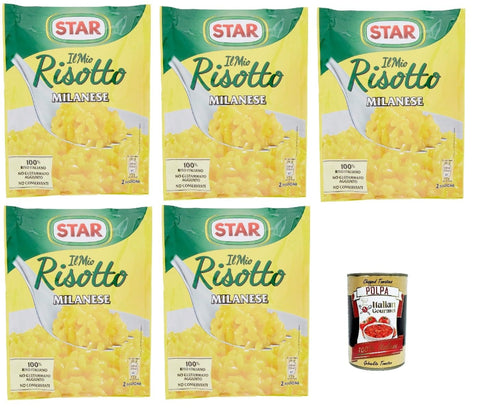 Italian Gourmet E.R. Reisgerichte Star Il Mio Risotto Milanese, Cremiges Reis mit Safran 100% italienisch Fertiggerichte 5x 175 g + Italian Gourmet polpa 400g 8032804040014