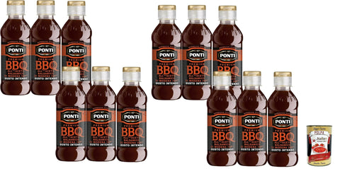 Italian Gourmet E.R. Reiskleie Ponti Premium Salsa Barbecue BBQ all' Aceto Balsamico di Modena I.G.P. Barbecue-Sauce mit Balsamico-Essig aus Modena 12x 250g + Italian Gourmet polpa 400g 8032804040014