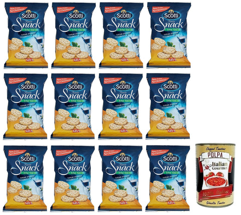 Italian Gourmet E.R. Reiswaffeln 12x Riso Scotti Risette Erbe Fini,Reis-Snack mit Feinen Kräutern,Glutenfreie Bio Reiskuchen,Nicht Frittiert,Kein Glutamat 60g + Italian Gourmet Polpa di Pomodoro 400g Dose 8001860258473
