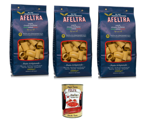 Italian Gourmet E.R. Reiswaffeln Afeltra Pasta di Gragnano I.G.P Paccheri I.G.P. Grießnudeln 3x 500gr + Italian Gourmet polpa 400g 8032804040014