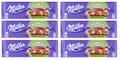 Milka MMMAX Whole Hazelnuts Schokoladentafel Milchschokolade mit Ganze Haselnuss 270g 6x Original italienisch