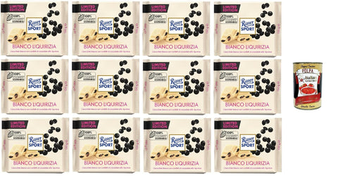 Italian Gourmet E.R. Riegel Bianco Liquirizia Limited Edition, Limitierte Ausgabe, Weiße Schokolade mit Lakritze-Stückchen, 12x 100 g+ Italian Gourmet polpa 400g 8032804040014
