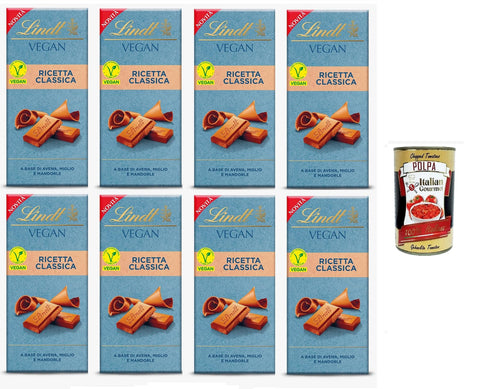 Italian Gourmet E.R. Riegel Vegane Schokolade Ricetta Classica, auf Haferbasis, Maissirup und Mandeln 8x 100gr + Italian Gourmet polpa 400g 8032804040014