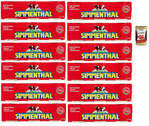 Italian Gourmet E.R. Rind SIMMENTHAL carne in scatola, Rindfleisch in Aspik 12x (3x 140g) 100% Italienisch Fleisch Aspikfleisch + Italian Gourmet polpa 400g 8032804040014