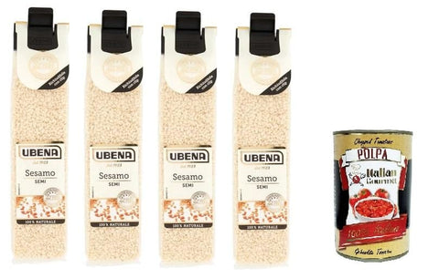Italian Gourmet E.R. Rosmarin UBENA,Semi di Sesamo,Sesamsamen, Ideal zum Würzen von Brot, Salaten und Gemüse, 4x30g Clipbeutelformat +Italian Gourmet polpa 400g 8032804040014