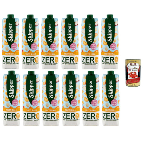 Zuegg Skipper Frutti Gialli Zero Yellow Fruits Zero Drink auf Basis von Fruchtsäften und Pürees 12x1000 ml Original italienisch inkl. Italian Gourmet Polpa 400g