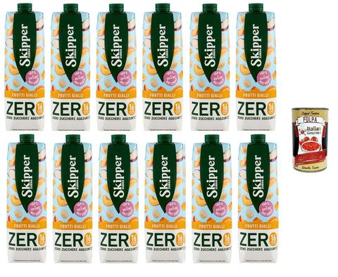 Italian Gourmet E.R. Säfte Zuegg Skipper Frutti Gialli Zero Yellow Fruits Zero Drink auf Basis von Fruchtsäften und Pürees 12x1000 ml + Italian Gourmet polpa 400g 8032804040014