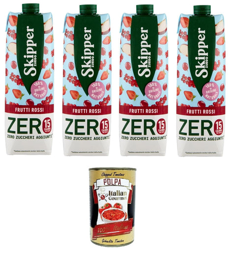 Italian Gourmet E.R. Säfte Zuegg Skipper Frutti Rossi Zero Drink auf Basis von Fruchtsäften und Pürees 4x1000 ml + Italian Gourmet polpa 400g 8032804040014