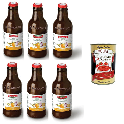 La Torrente Salsa di Pomodorino Giallo con cipolla di Tropea IGP Gelbe Tomatensauce von mit Tropea Zwiebeln IGP 6x330g Original italienisch