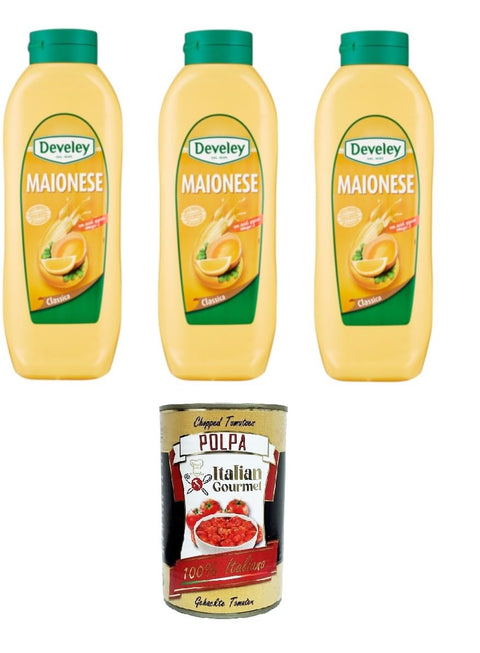 Maionese Classica Klassische Mayonnaise SQUEEZE 3x 875ml Original italienisch inkl. Italian Gourmet Polpa 400g