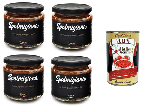 Italian Gourmet E.R. Salsas Vama Spalmigiana La Parmigiana spalmabile Streichfähiger Parmigiana 4x200gr + Italian Gourmet polpa 400g 8032804040014