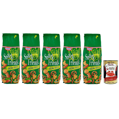 Cameo Snack Friends Gran Festa,Mischung aus Brezeln,Salzige Snacks 400g Beutel 5x Original italienisch inkl. Italian Gourmet Polpa di Pomodoro 400g Dose