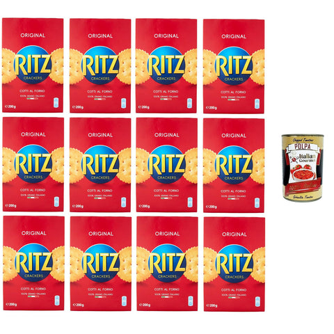 Saiwa Salatini Ritz Astucciati, Brezeln Ritz verpackt, 12x 200g Original italienisch inkl. Italian Gourmet Polpa 400g
