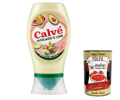 Italian Gourmet E.R. Saucen & Marinaden 12x Calvè Avocado e Lime köstlicher und ausgewogener Geschmack, ideale Sauce für Pokè, Tacos, Nachos und Gemüseburger, 250 ml + Italian Gourmet polpa 400g 8720182283412