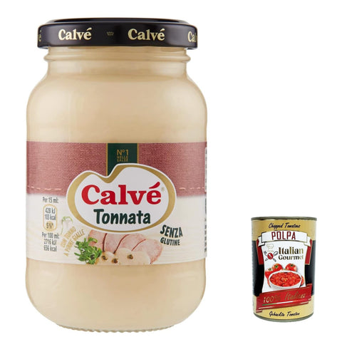 Calvè Salsa Tonnata Thunfischsauce würzen soße Salad sauce 225 ml 12x Original italienisch inkl. Italian Gourmet Polpa 400g