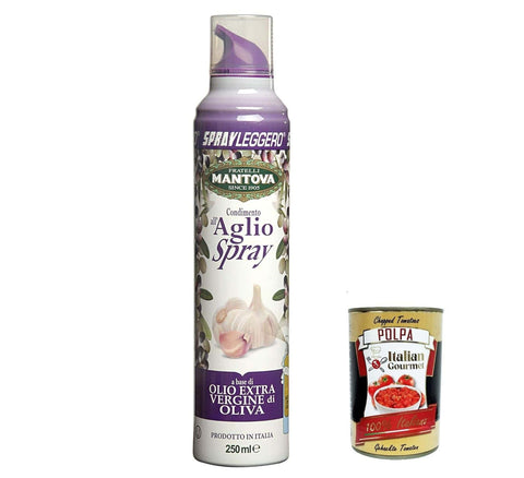 Italian Gourmet E.R. Saucen & Marinaden 3x SPRAYLEGGERO Natives Olivenöl Extra Aromatisiert mit Knoblauch 250 ml - durch die Praktische Sprühflasche Können Sie bis zu 90 % des Öls Einsparen + Italian Gourmet polpa 400g 8006830991312