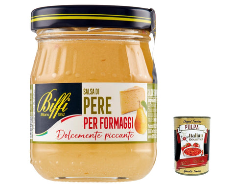 Italian Gourmet E.R. Saucen & Marinaden 6x Biffi Salsa di Pere per Formaggi, Birnen Senfsauce für Käse 100g + Italian Gourmet polpa 400g 8009320038290