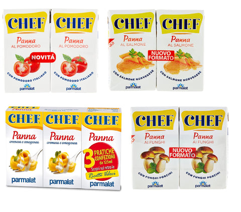 Italian Gourmet E.R. Saucen & Marinaden Parmalat Panna Chef Testpaket Sahne Kochcreme Classica Tomaten Pilze und Lachs 3x (2x 125ml) 1x (3x125ml) 8002580005972