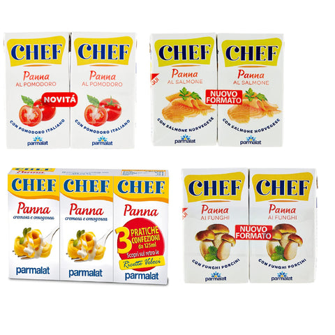 Parmalat Panna Chef Testpaket Sahne Kochcreme Classica Tomaten Pilze und Lachs 2x125ml Original italienisch Sauce