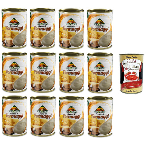 Serbosco Crema di Formaggi, Käsesauce, 12x400gr Original italienisch inkl. Italian Gourmet Polpa 400g