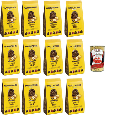 Motta Tartufone CioccoNoir Praline Cioccolato Fondente con Ripieno ai Cereali e Nocciole CioccoNoir Praline aus dunkler Schokolade mit Getreide-und Haselnussfüllung,12x150g Original italienisch inkl. Italian Gourmet Polpa 400g