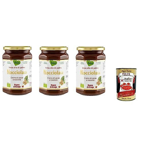 Rigoni di asiago Nocciolata, Nuss Nougat Creme, Haselnusscreme ohne Palmöl | Nuss Nougat Creme ohne Palmöl | Brotaufstrich 650g 3x Original italienisch inkl. Italian Gourmet Polpa 400g
