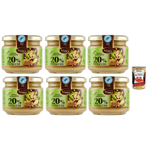 Crema Spalmabile al Pistacchio Streichfähige Creme mit Pistazien, Ohne Palmöl und Gluten -frei, 6x 220g Original italienisch inkl. Italian Gourmet Polpa 400g