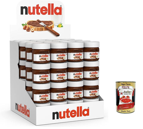 Ferrero Nutella Chocolate Auftrich Small - Glass - Set of 64 A 25 g Bread Spread, Nut Nougat Cream Original italienisch inkl. Italian Gourmet Polpa 400g