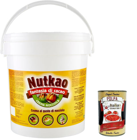 Italian Gourmet E.R. Schokoladenaufstrich Nutkao Crema Nocciola, Brotaufstrich XXL Nougatcreme Haselnusscreme Eimer Kg.6 + Italian Gourmet polpa 400g 8008245001075